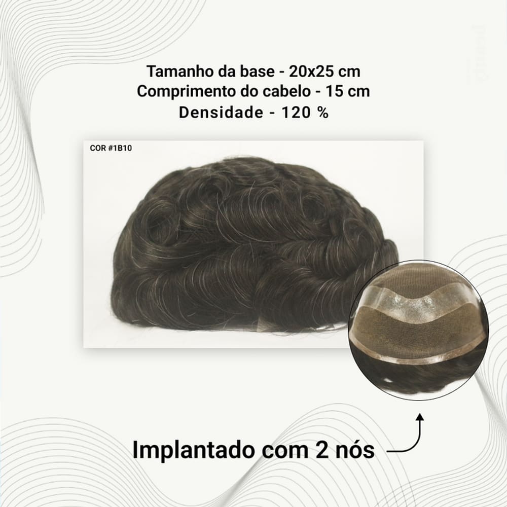 Protese Capilar Hibrida Masculina Hollywood (20X25)