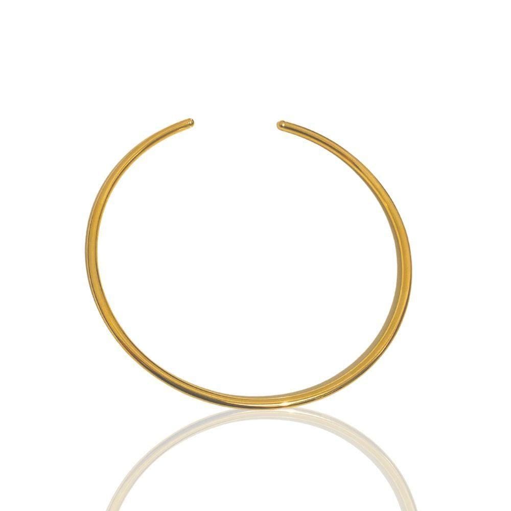 Colar Choker Circular Aro Tubo Folheado Em Ouro 18k