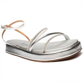 Rasteira Vizzano Flatform Strass Metalizada Feminina - Prata