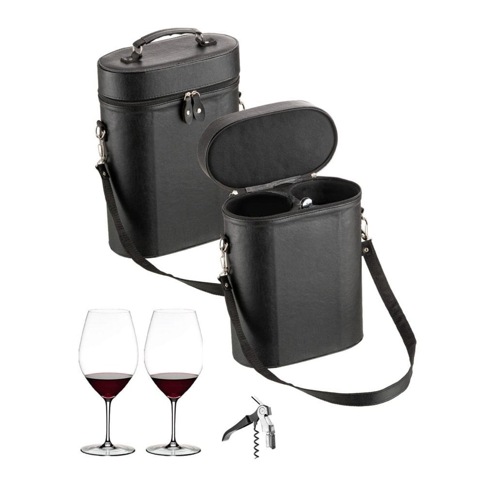 Conjunto Maleta Courino com 2 Taças e Saca-rolha Riedel Gift