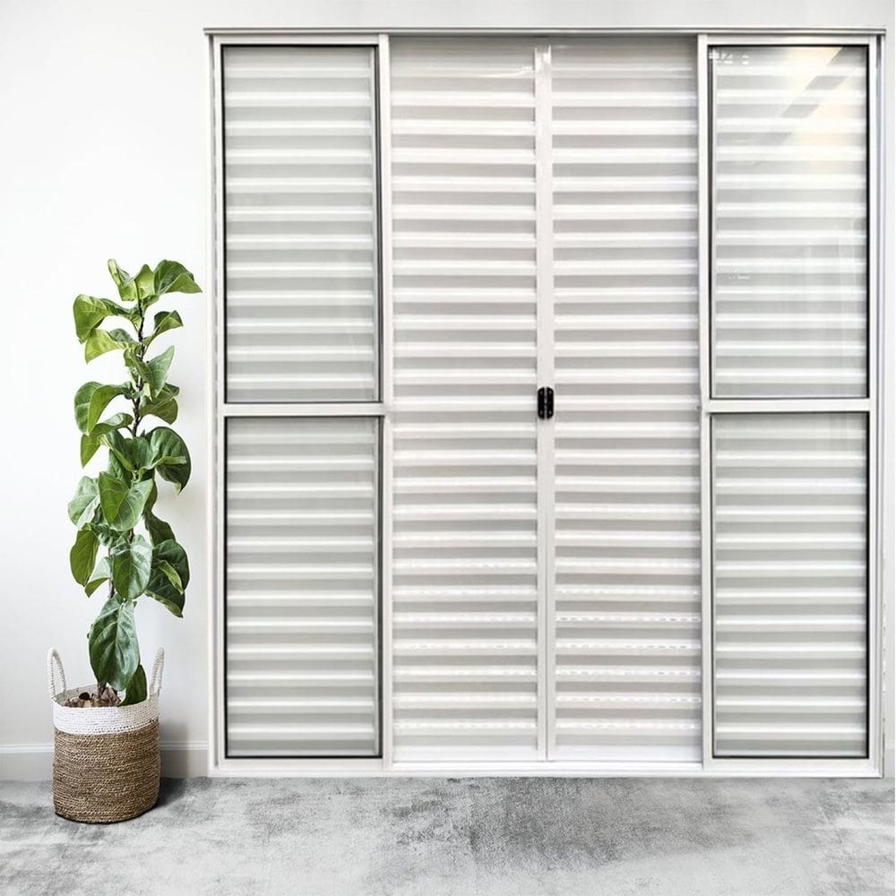 Porta Balcão de Alumínio 6 Folhas 210x 200cm com Fechadura Linha Modular Branco