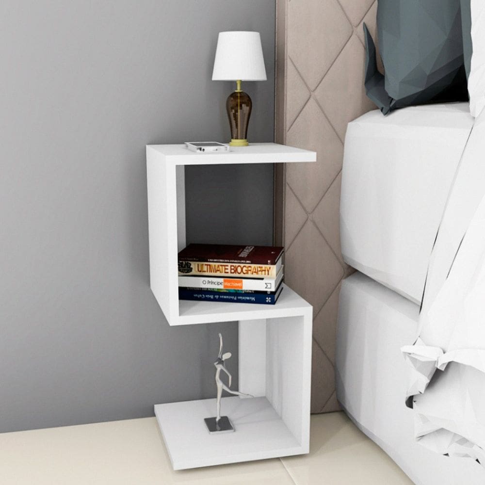Mesa de Cabeceira Mesinha Nicho em Z ou S Aparador de Canto Sala Quarto Branco
