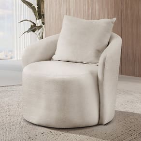 Poltrona Decorativa para Sala de Estar Redonda Califórnia Nude