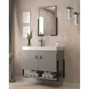 Conjunto Balcão para Banheiro com Espelheira Opera 60 Cimento