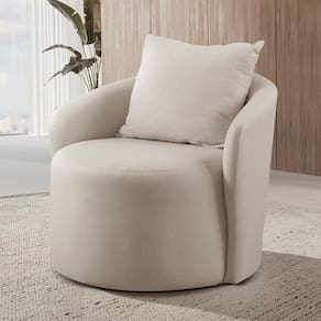 Poltrona Decorativa para Sala de Estar Redonda Califórnia Nude