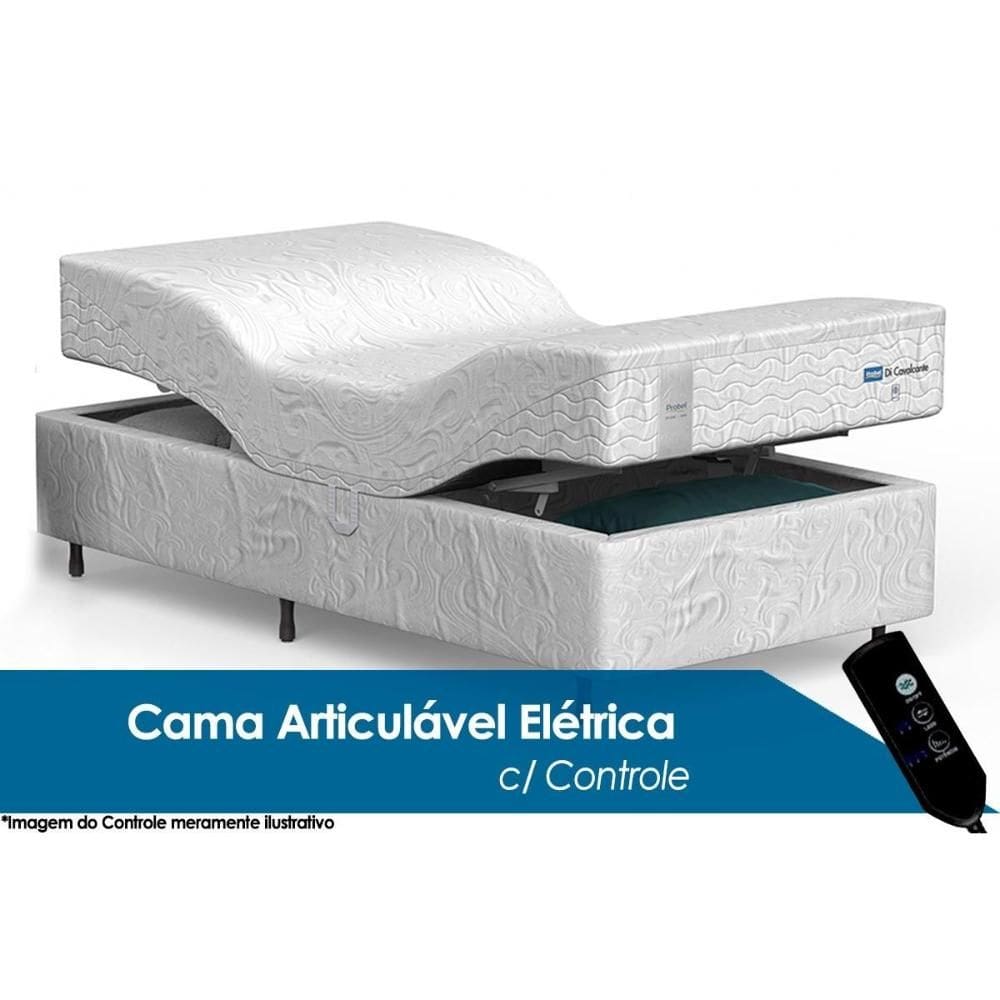 Colchão Conjunto Box Espuma D28 Di Cavalcante Viscoelástico + Box Articulável Elétrica c/ Controle (0,80x2,00x0,51) - Probel