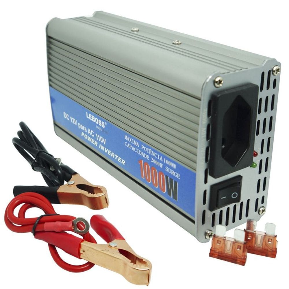 Inversor Conversor 12V Potência 1000W Veicular Transformador Tensão Leboss LB-521 LB-521A Cinza