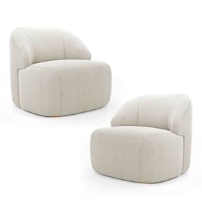 Kit 02 Poltronas Decorativas Kaya Orgânica Bouclê Bege - Desk Design