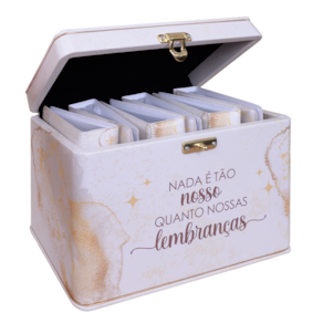 Maleta Box 10x15 600 fotos 6 Álbuns Fotográficos LEMBRANÇAS BRANCO Jovem Adulto Memórias