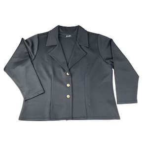 Casaco Feminino Neoprene Black 3 Botões Com Gola Plus Size Tamanho Grande
