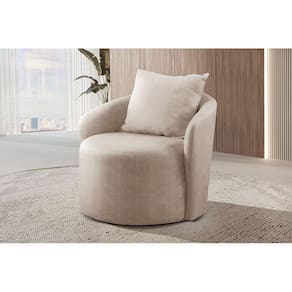 Poltrona Decorativa para Sala de Estar Redonda Califórnia Bege
