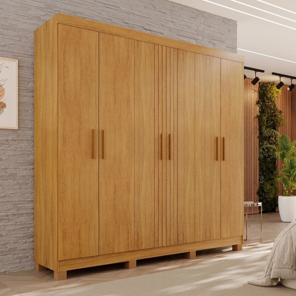 Guarda-roupa 2 Gavetas 6 Portas com Pés Lisboa Cinamomo