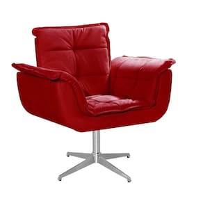 Poltrona Giratória de Metal Opala Decoração Sala Recepção Vermelho