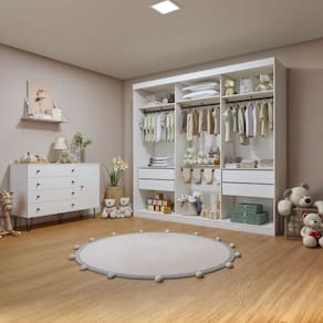 Quarto Infantil Closet Isadora com Cômoda 1 Porta 4 Gavetas Aurora Branco