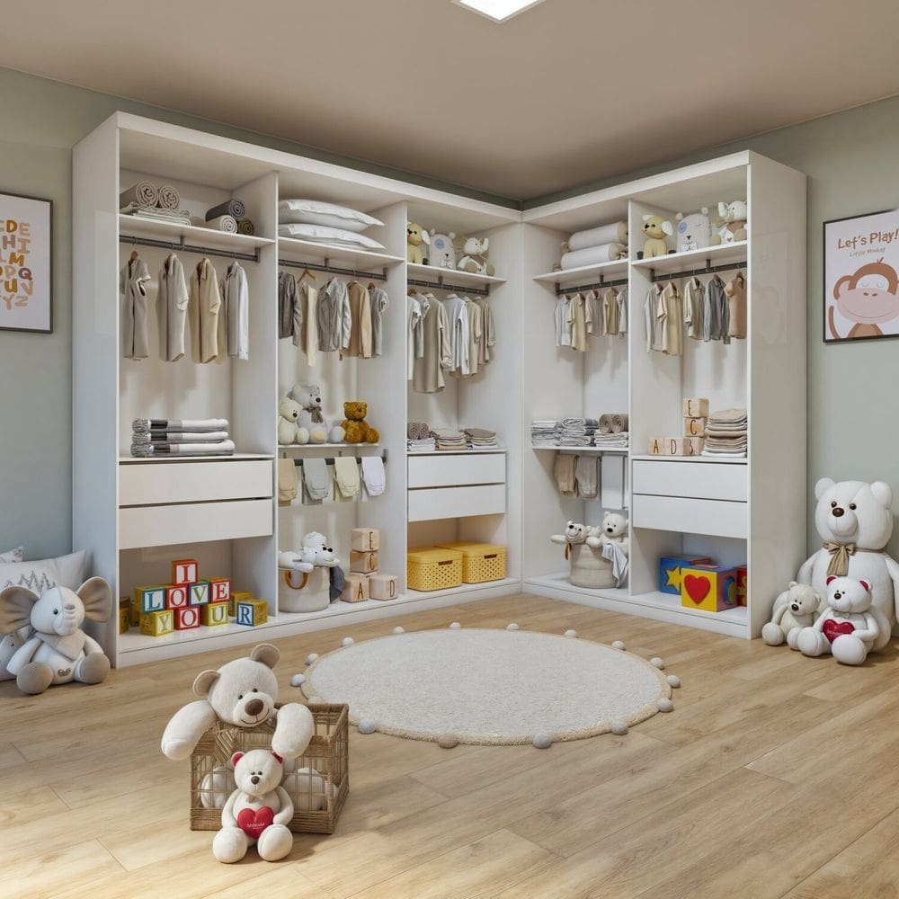 Conjunto Closet Infantil sem Portas 2 Módulos 6 Gavetas Valentina Branco