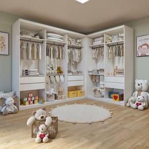 Conjunto Closet Infantil sem Portas 2 Módulos 6 Gavetas Valentina Branco