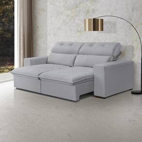 Sofá Cama Retrátil Arizona para Sala de Estar 182 Cm 3 Lugares Cinza Claro