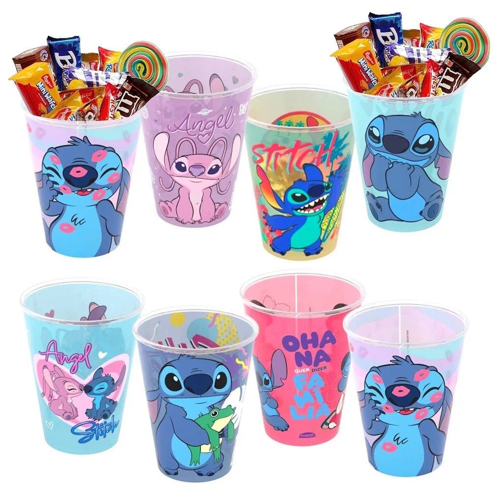Kit 10 Copos Decorado Stitch 280 ml Para Decoração | Festa | Lembrancinha - Plasútil