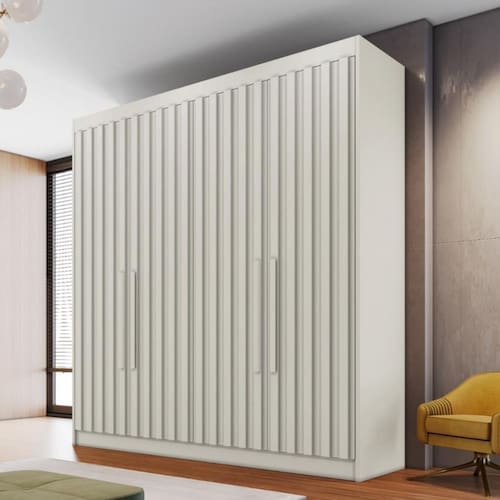 imagem-Guarda Roupa Casal 4 Portas 3 Gavetas Potente Móveis Europa - Off White 