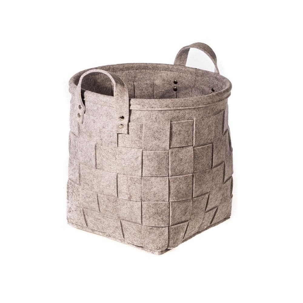 Cesto Feltro Tramado Cinza 38X38X38 Cm Com Alças Yoi Tecido