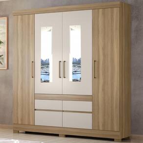 Guarda Roupa Casal 4 Portas 4 Gavetas Bilbão Demobile
