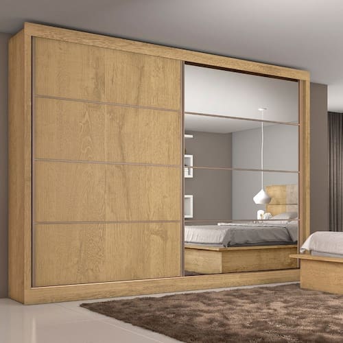 imagem-Guarda Roupa Casal com Espelho 2 Portas de Correr 6 Gavetas Sevilha Flex Color Made Marcs - Marrom