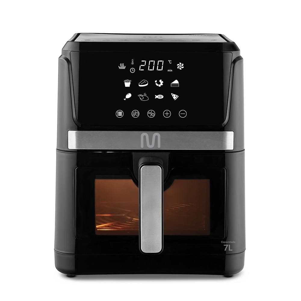 Fritadeira Elétrica sem óleo Air Fryer 7L com Visor Gourmet 1800W 127V Preta Multi Home - GO223