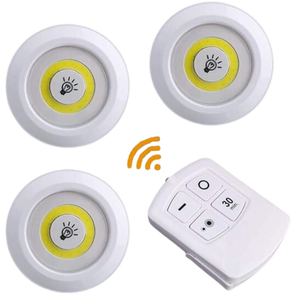 kit 3 lampadas luminaria led controle Sem Fio.