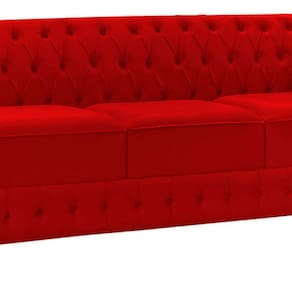 Namoradeira Chesterfield Bourbon Veludo 3 Lugares Vermelho