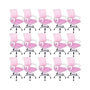 Kit 15 Cadeiras De Escritório Begonia Tela Mesh Ergonômico Rosa