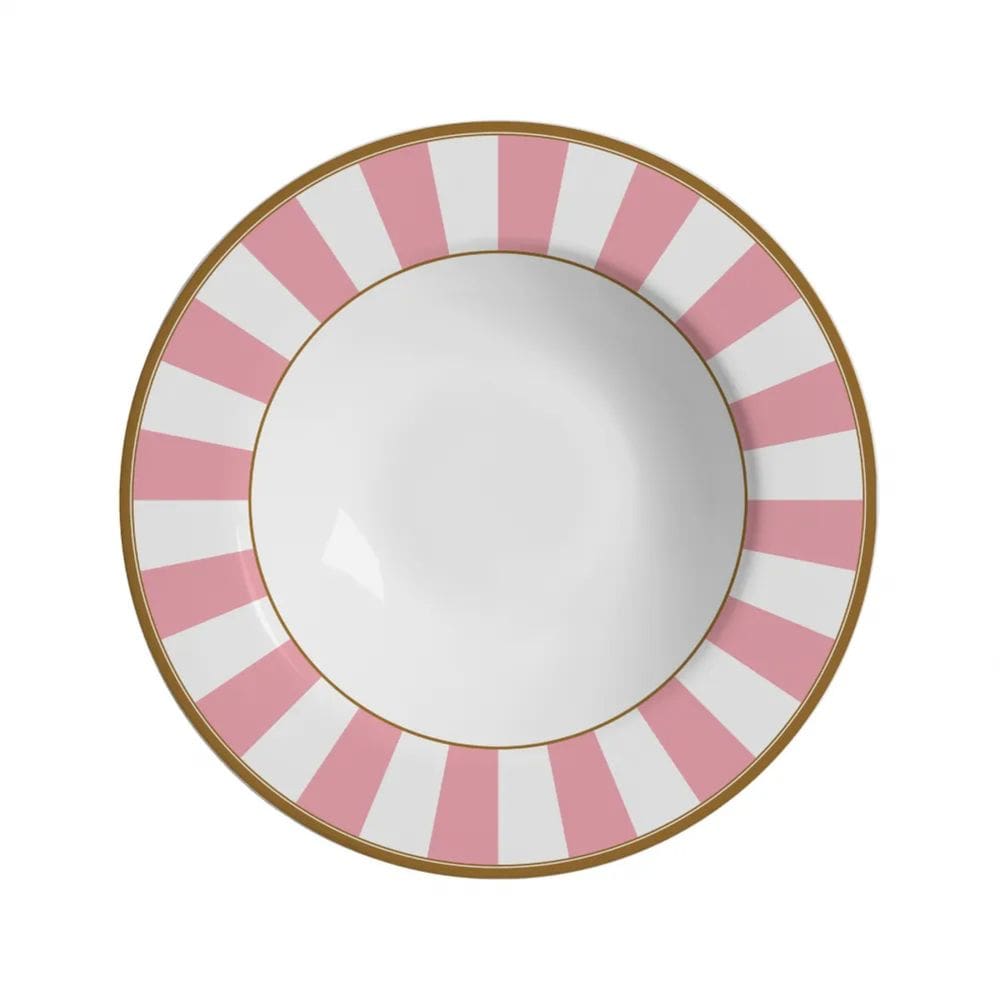 Jogo de 6 Pratos Fundo25 cm  Stripe Rosa - Alleanza