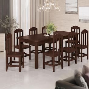 Conjunto Mesa Com 8 Cadeiras Em Madeira Maciça 200cm Castanho Safira Shop Jm