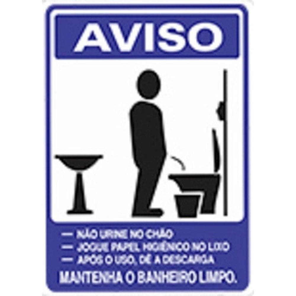 Placa De Pvc ``Aviso`` Mantenha O Banheiro Limpo Masculino