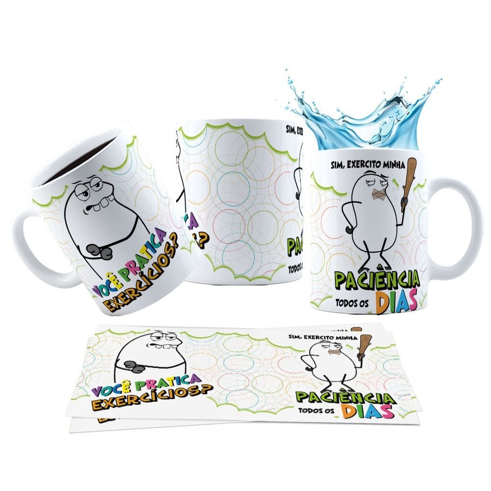 Caneca 325ml Meme Você pratica exercícios? Sim, exercito
