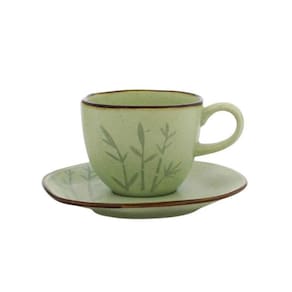 Xícara Para Chá Com Pires Em Porcelana Ryo Bambu 220ml Oxford