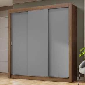 Guarda-Roupa Casal 3 Portas de Correr Rustic/Cinza Nobre Madesa