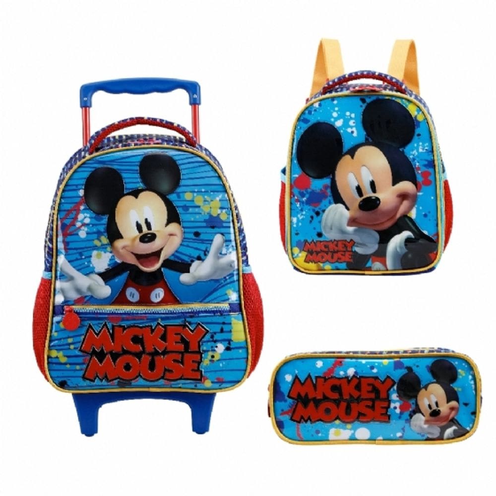 Mochila com Rodinhas Mochilete Mickey Mouse Disney Ref: 11620 Xeryu`s