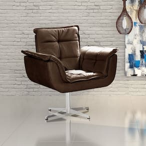 Poltrona Giratória de Metal Opala Decoração Sala Recepção Marrom