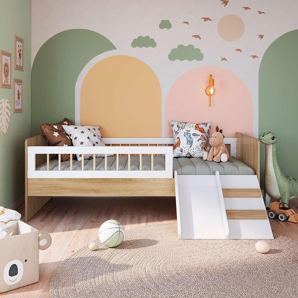 Cama Solteiro Montessoriana Com Colchão Ortobom Aveiro Branco Shop JM
