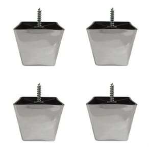 Kit 4 Pés Para Sofa Rack Estofados Modelo Cadency Cromado Trapézio Alt 6 Cm