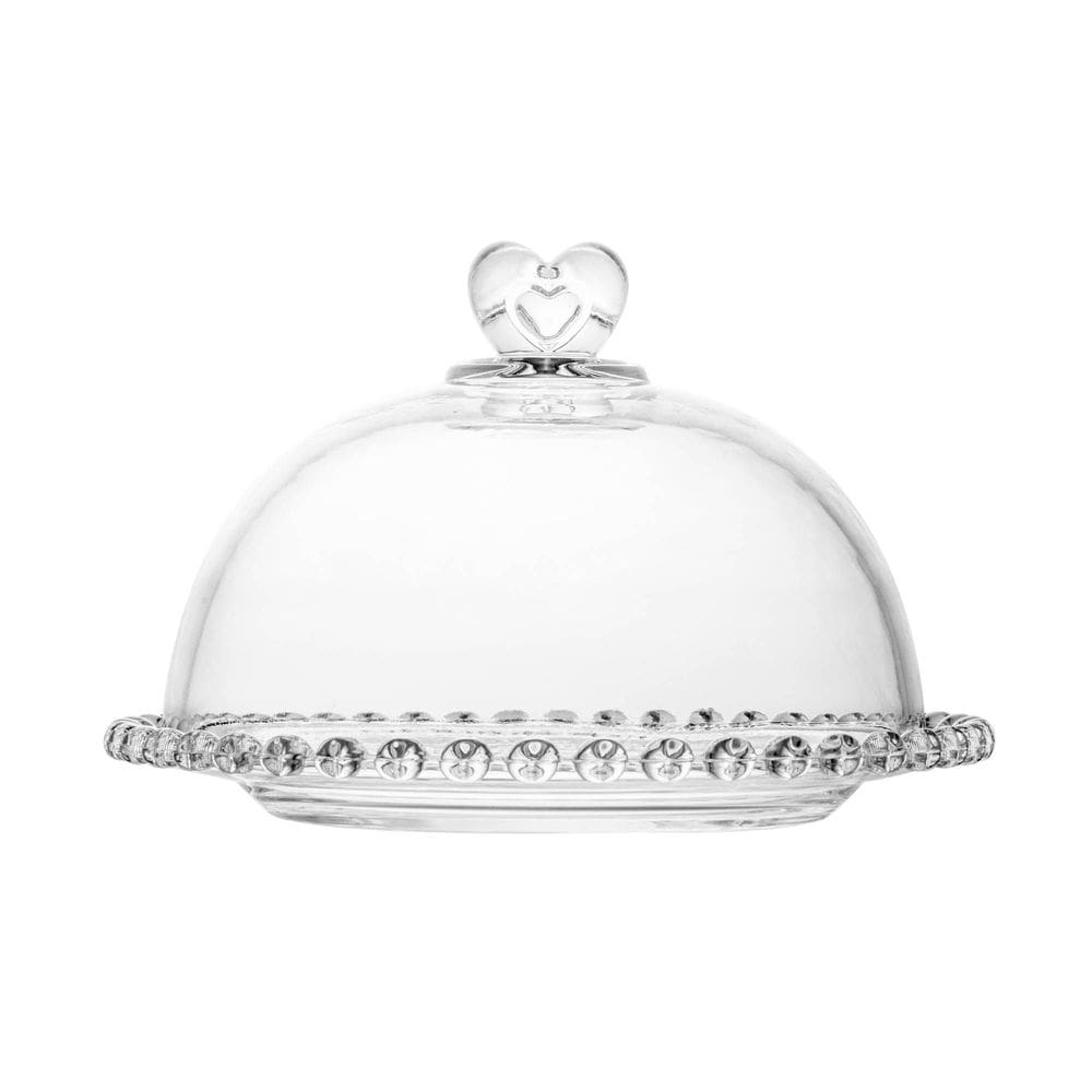 Queijeira / Boleira c/ Tampa Cristal Coração 19,5x13cm - Lyor