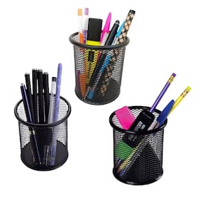 Porta Lapis Organizador Kit 3 Unidades Lapis Caneta Regua Escritorio Mesa de Trabalho Home Office Escrivaninha Versatil Aramado Telado Resistente