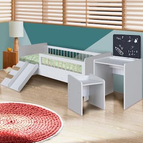 Conjunto Quarto Infantil Melvin Com Cama Montessoriana Colchão Ortobom Branco Shop JM