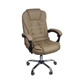 Cadeira De Escritório Presidente Reclinável Ergonômica Bege