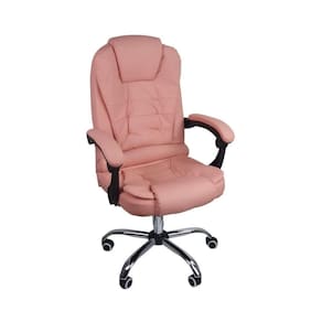 Cadeira De Escritório Presidente Reclinável Ergonômica Rosa Chiclete