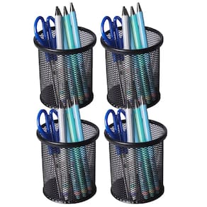 Porta Lapis Organizador Aramado Kit 4 Unidades Caneta Lapis Treco Regua Mesa de Trabalho Home Office Escrivaninha Escritorio Resistente Versatil