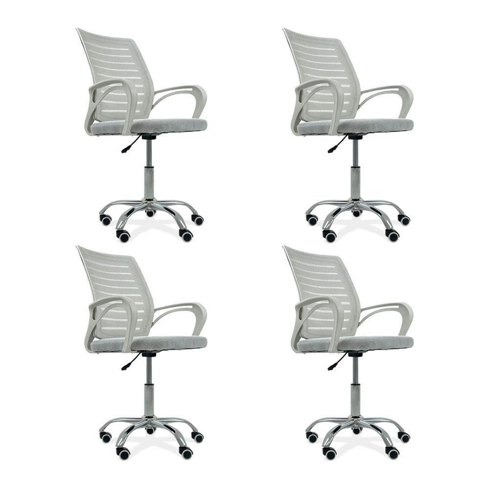 Kit 4 Cadeiras De Escritório Secretaria Diretor Roma Ergonômica - Branca