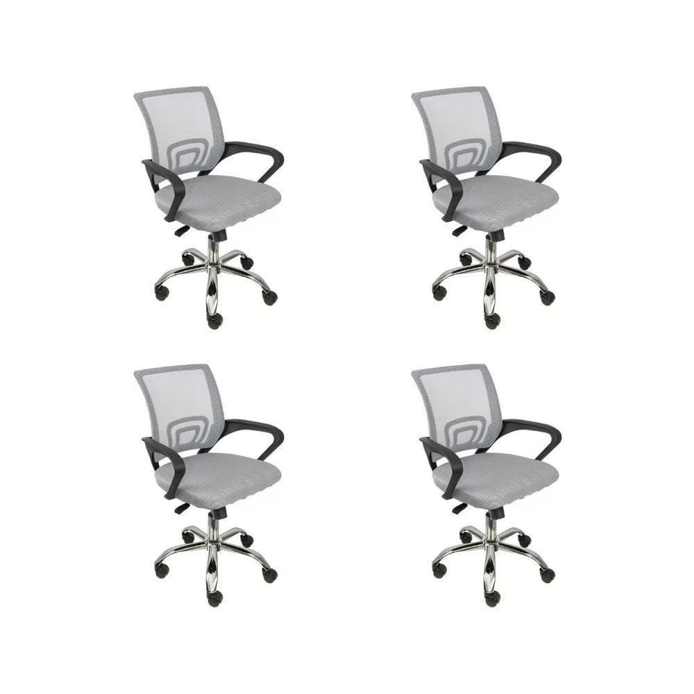 Kit 4 Cadeiras De Escritório Begonia Tela Mesh Ergonômica Cinza