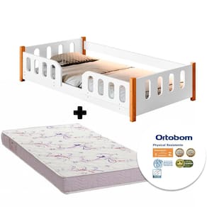Cama Infantil Com Colchão Ortobom Branco Melin Shop JM