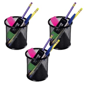 Porta Lapis Aramado Telado Kit 3 Unidades Caneta Lapis Organizador Mesa de Trabalho Escrivaninha Home Office Escritorio Multiuso Resistente